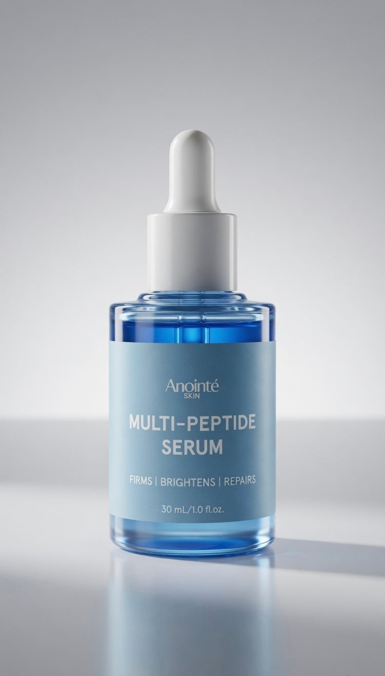 Anointe Multi-Peptide Serum bottle on a gray background
