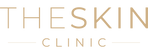 Logo of The Skin Clinic with gold text on a white background