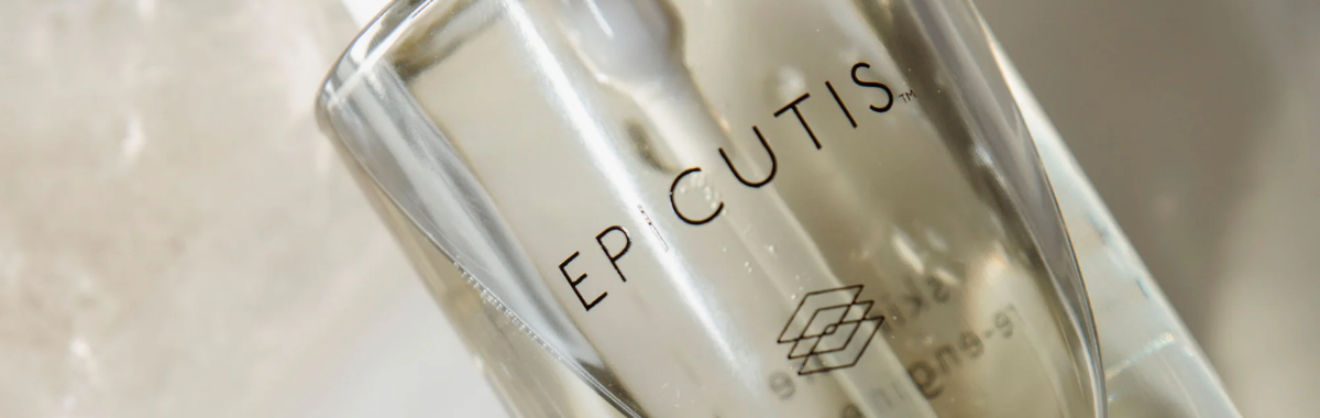 EPCUTIS skincare bottle with a blurred background